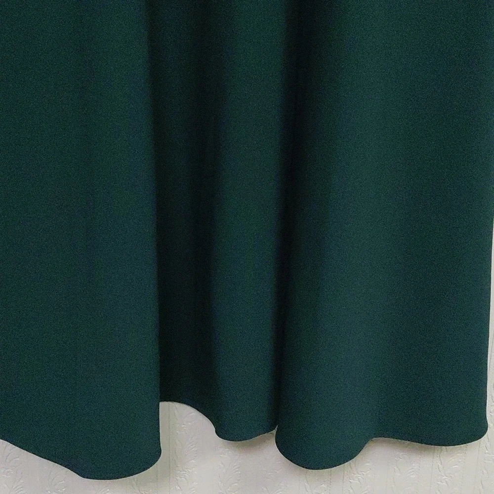 CALVIN KLEIN Elegant Emerald Green Belted Sleeveless Dress Gold Zipper Flowy - Picture 2 of 7